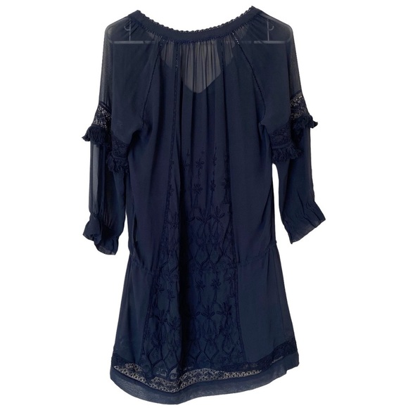 Ulla Johnson Frances Embroidered Silk Mini Dress in Navy, Size 2 - Picture 4 of 15